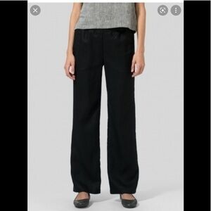 Linen Pants High Waist Straight Leg Loose Fit By Eagle Eye Black Woman’s Size 14